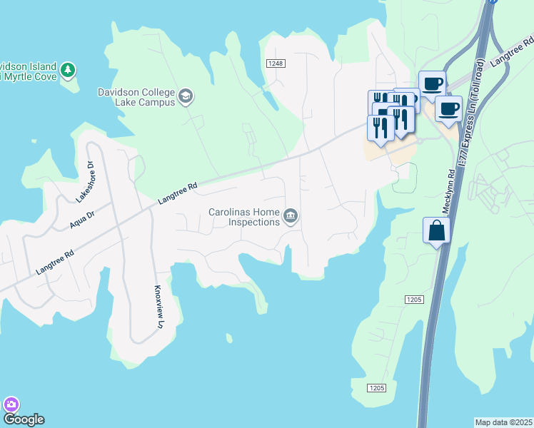 map of restaurants, bars, coffee shops, grocery stores, and more near 168 Southhaven Drive in Mooresville