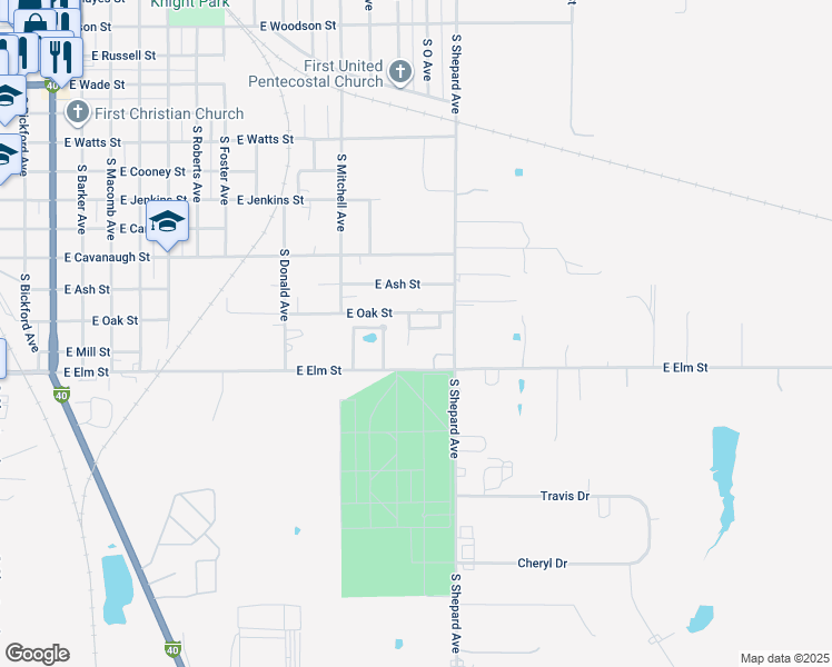 map of restaurants, bars, coffee shops, grocery stores, and more near 901 South Williams Avenue in El Reno