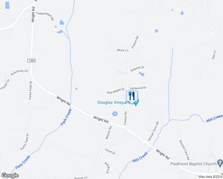 map of restaurants, bars, coffee shops, grocery stores, and more near 100 Red Maple Drive in Kannapolis