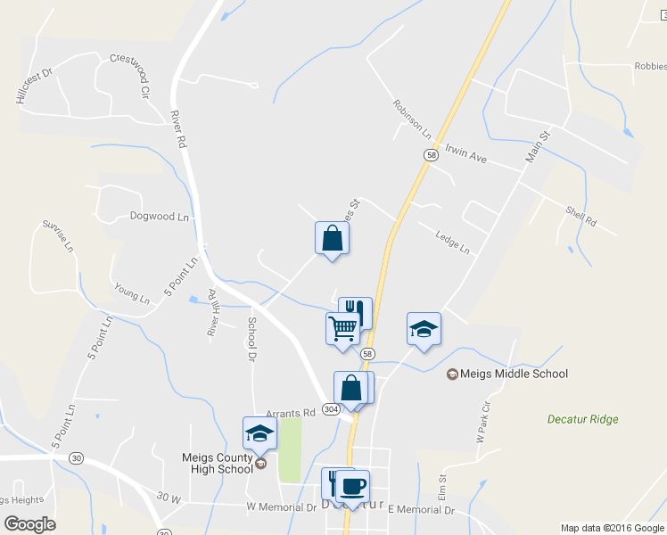 map of restaurants, bars, coffee shops, grocery stores, and more near 415 Jones St in Decatur