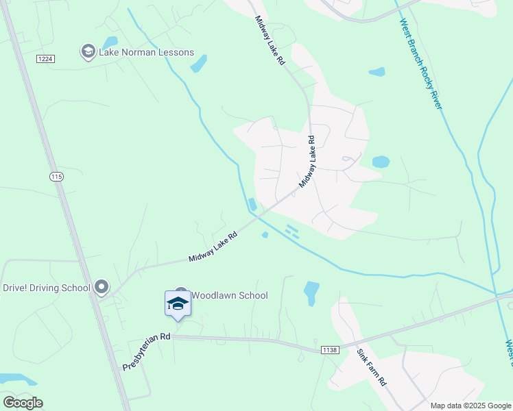 map of restaurants, bars, coffee shops, grocery stores, and more near 390 Midway Lake Road in Mooresville