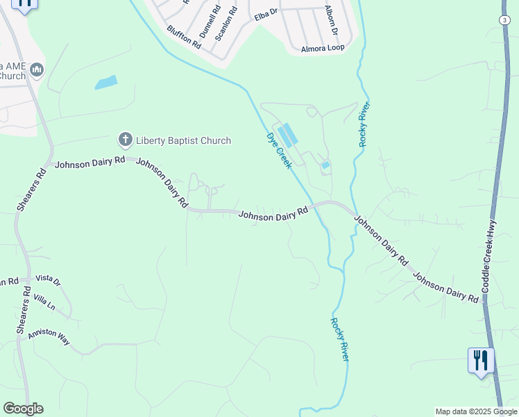 map of restaurants, bars, coffee shops, grocery stores, and more near 303 Johnson Dairy Road in Mooresville