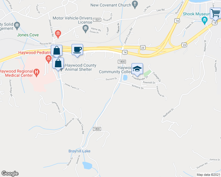map of restaurants, bars, coffee shops, grocery stores, and more near 1809 Jones Cove Road in Clyde