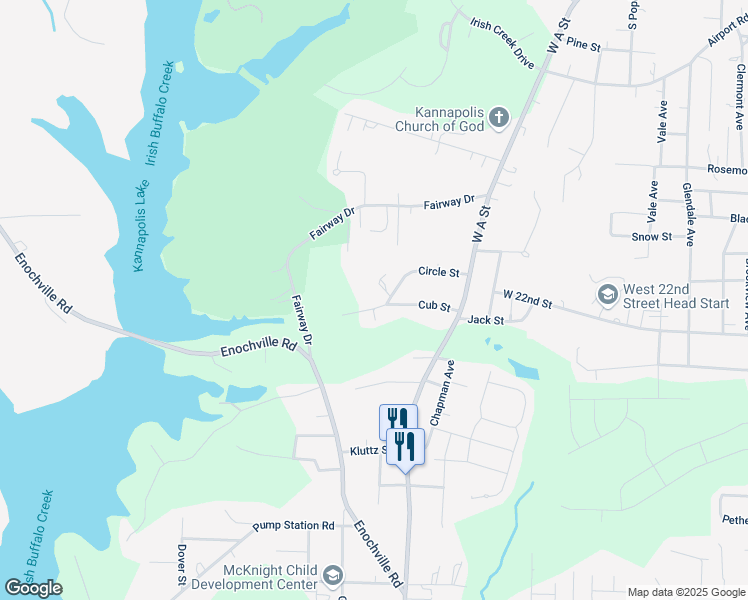 map of restaurants, bars, coffee shops, grocery stores, and more near 912 Cub St in Kannapolis