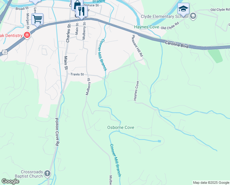 map of restaurants, bars, coffee shops, grocery stores, and more near 112 Fowler Lane in Clyde