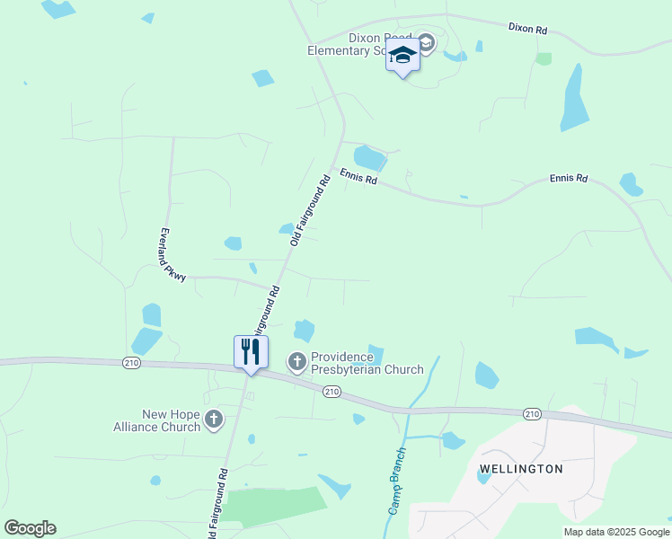 map of restaurants, bars, coffee shops, grocery stores, and more near 147 Bridle Dr in Angier