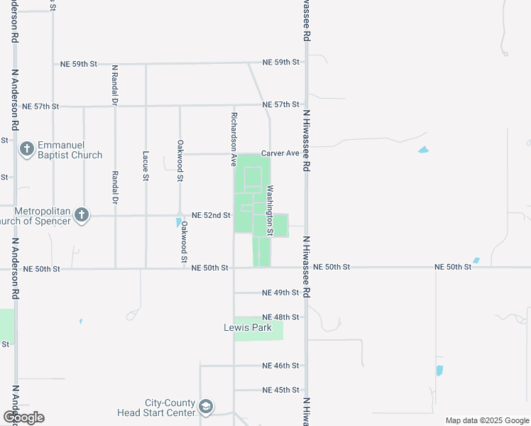 map of restaurants, bars, coffee shops, grocery stores, and more near 5237-5333 Washington Street in Spencer