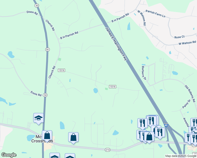 map of restaurants, bars, coffee shops, grocery stores, and more near 475 McGee Road in Benson