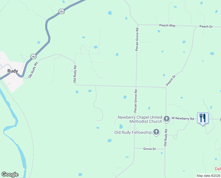 map of restaurants, bars, coffee shops, grocery stores, and more near 4603 Old Rudy Road in Rudy
