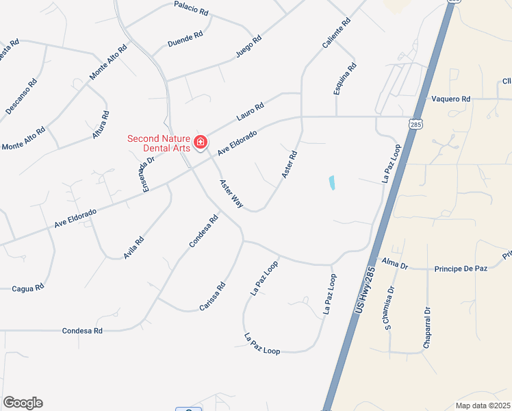 map of restaurants, bars, coffee shops, grocery stores, and more near 24 Aster Way in Santa Fe