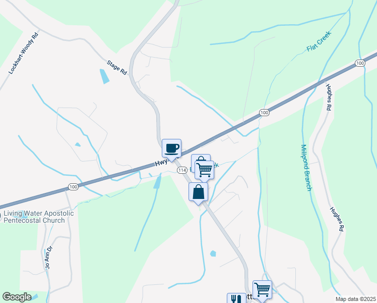 map of restaurants, bars, coffee shops, grocery stores, and more near Highway 100 in Scotts Hill