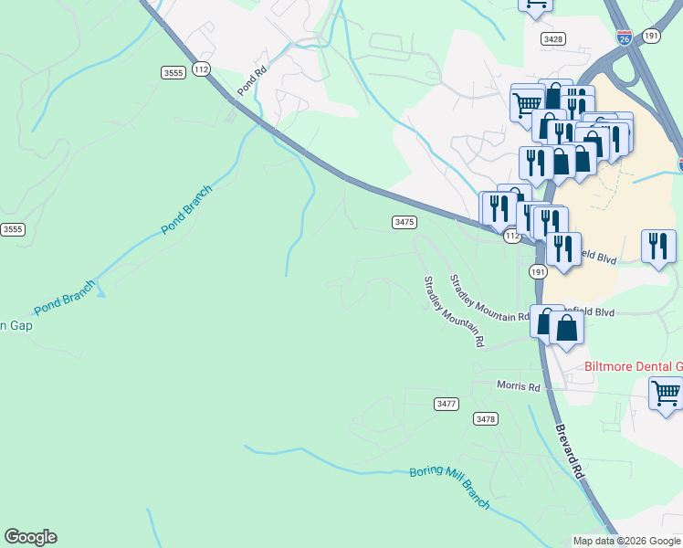 map of restaurants, bars, coffee shops, grocery stores, and more near 33 Coffey Circle in Asheville