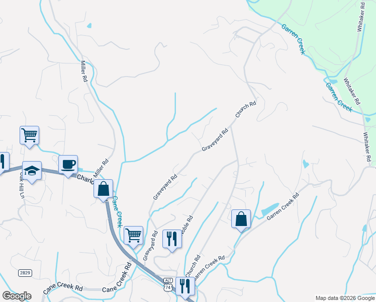 map of restaurants, bars, coffee shops, grocery stores, and more near 2 Blue Bird Lane in Fairview