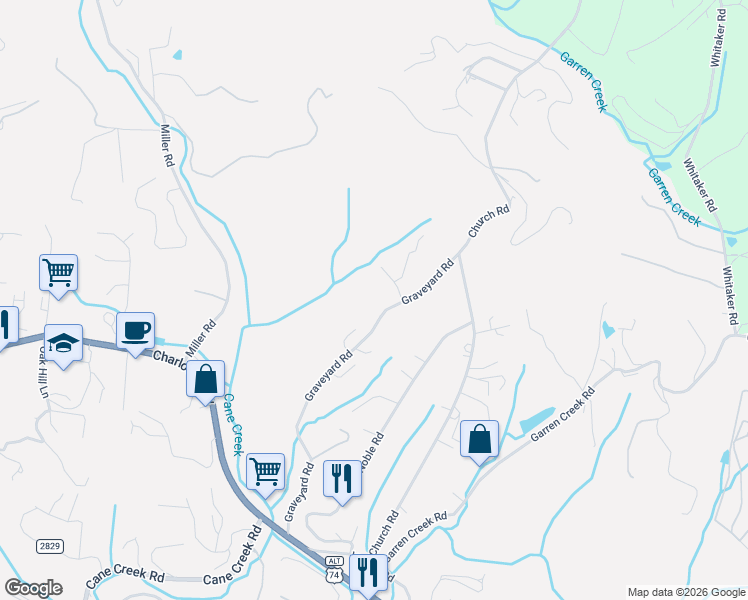 map of restaurants, bars, coffee shops, grocery stores, and more near 2 Blue Bird Lane in Fairview