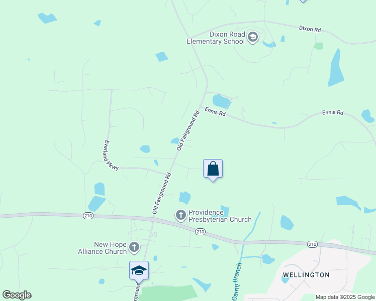 map of restaurants, bars, coffee shops, grocery stores, and more near 2089 Old Fairground Road in Angier