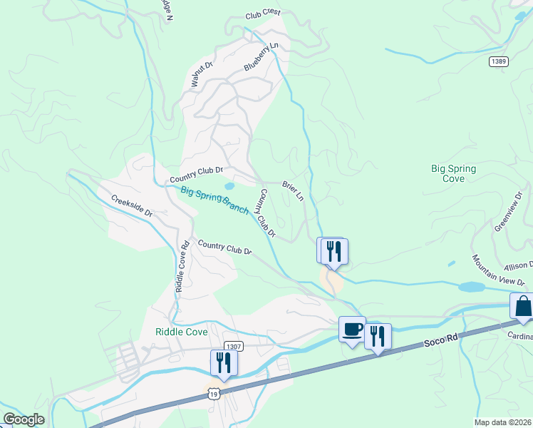 map of restaurants, bars, coffee shops, grocery stores, and more near 86 Pleasant Ridge Drive in Maggie Valley