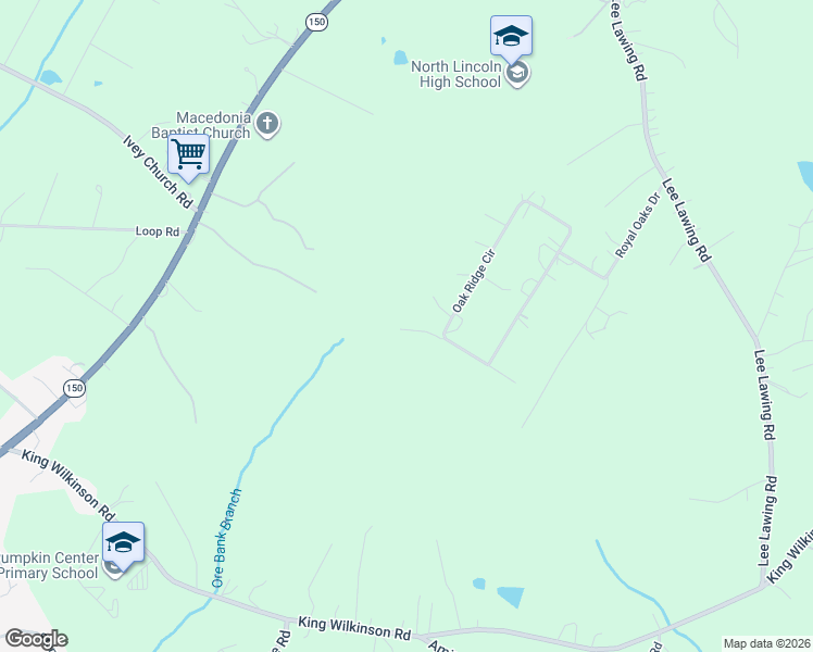 map of restaurants, bars, coffee shops, grocery stores, and more near 3262 Oak Ridge Circle in Lincolnton