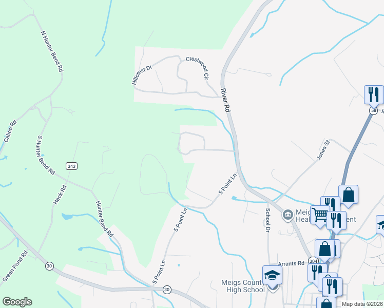map of restaurants, bars, coffee shops, grocery stores, and more near 289 Dogwood Circle in Decatur