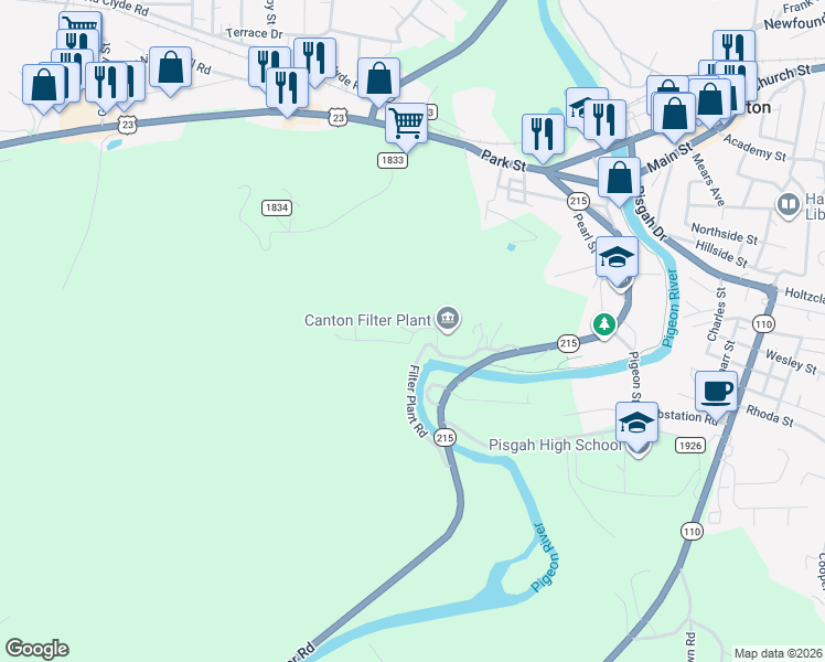map of restaurants, bars, coffee shops, grocery stores, and more near 104 England Road in Canton
