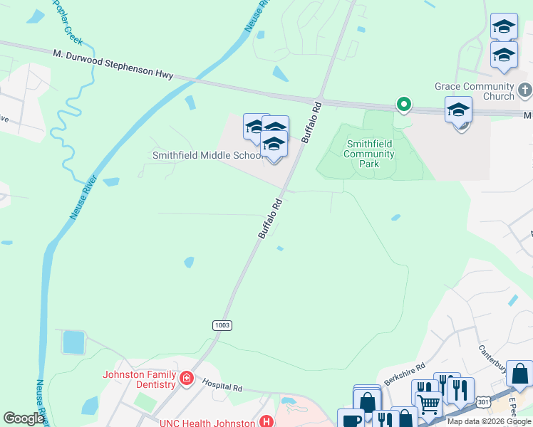 map of restaurants, bars, coffee shops, grocery stores, and more near 42 Holland Road in Smithfield