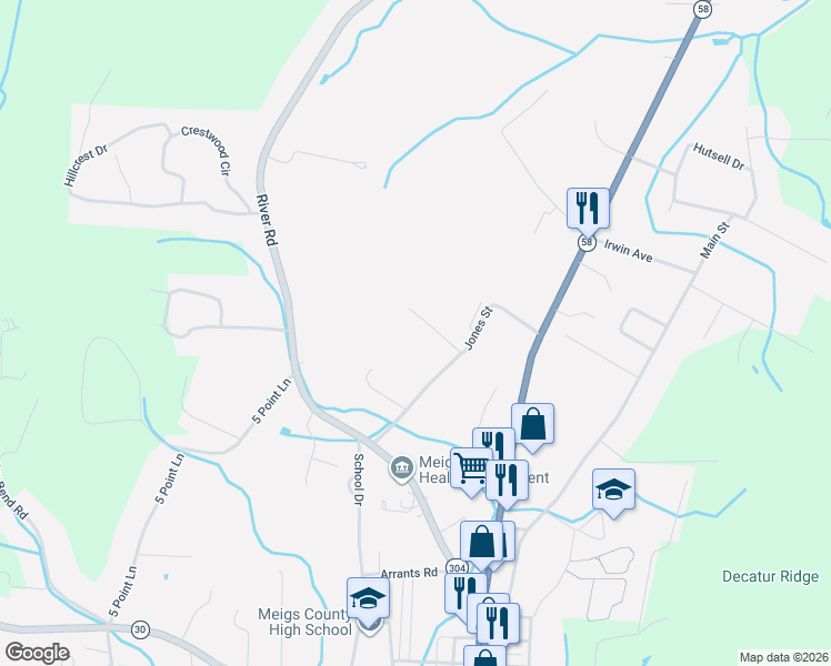 map of restaurants, bars, coffee shops, grocery stores, and more near 195 Industrial Road in Decatur