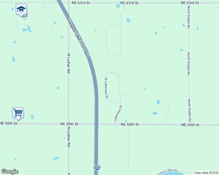 map of restaurants, bars, coffee shops, grocery stores, and more near 5553 West Lakeview Drive in Harrah