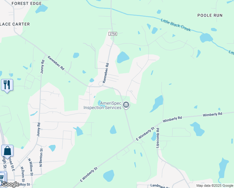 map of restaurants, bars, coffee shops, grocery stores, and more near 7008 Onslow Stephenson Road in Wake County