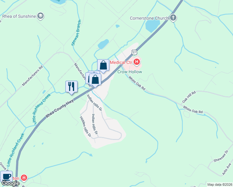 map of restaurants, bars, coffee shops, grocery stores, and more near 251 White Oak Road in Dayton