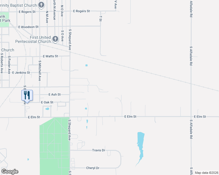 map of restaurants, bars, coffee shops, grocery stores, and more near 1820 East Cavanaugh Street in El Reno