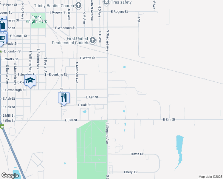 map of restaurants, bars, coffee shops, grocery stores, and more near 901 S Shepard Ave in El Reno