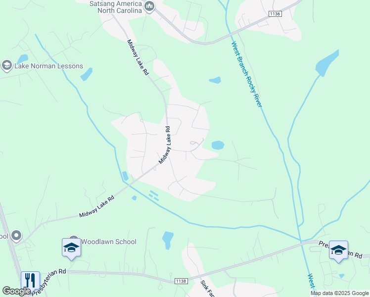 map of restaurants, bars, coffee shops, grocery stores, and more near 117 Tammy Drive in Mooresville