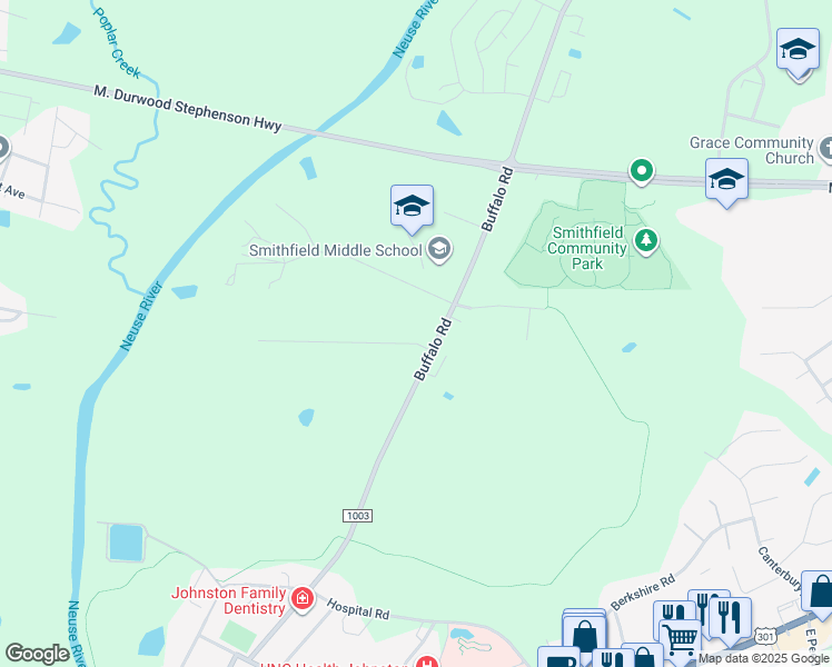 map of restaurants, bars, coffee shops, grocery stores, and more near 42 Holland Road in Smithfield