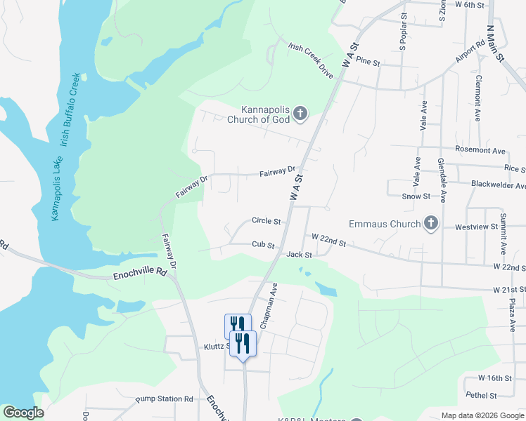 map of restaurants, bars, coffee shops, grocery stores, and more near 900 Circle Street in Kannapolis