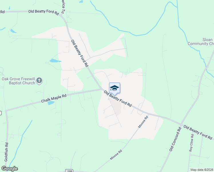 map of restaurants, bars, coffee shops, grocery stores, and more near 345 Chalk Maple Road in China Grove