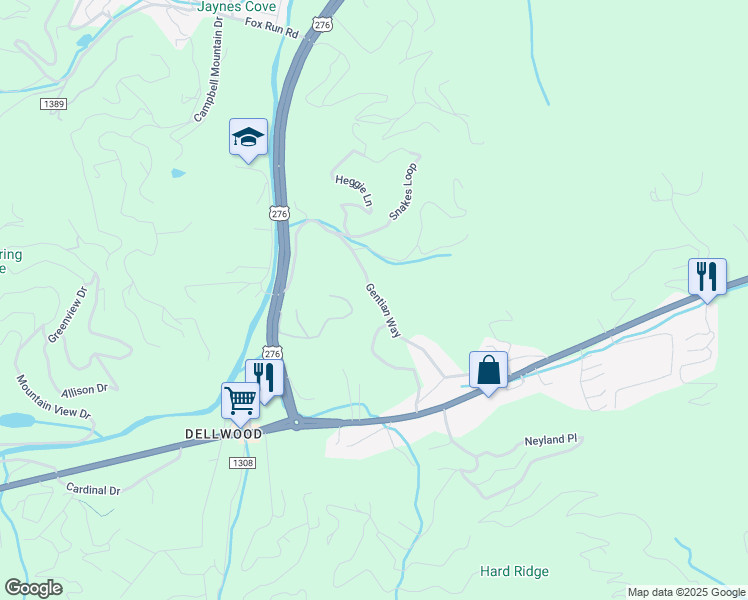 map of restaurants, bars, coffee shops, grocery stores, and more near 264 Clearview Drive in Waynesville