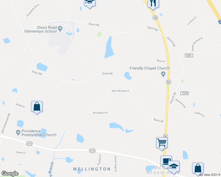 map of restaurants, bars, coffee shops, grocery stores, and more near 112 Mary Michael Lane in Benson