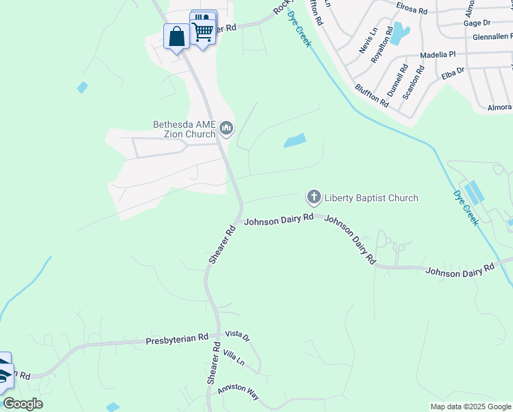 map of restaurants, bars, coffee shops, grocery stores, and more near 108 Timberview Lane in Mooresville
