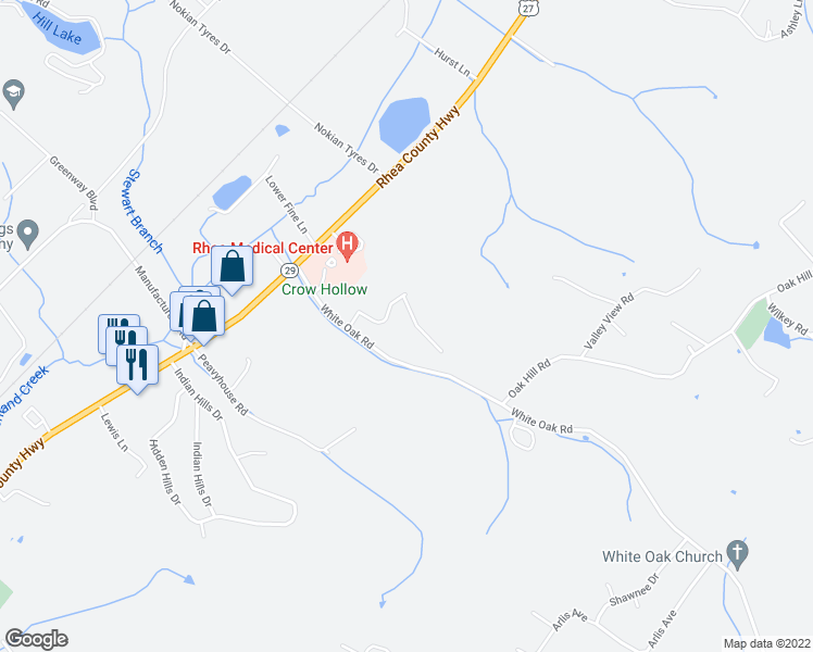 map of restaurants, bars, coffee shops, grocery stores, and more near 341 White Oak Road in Dayton