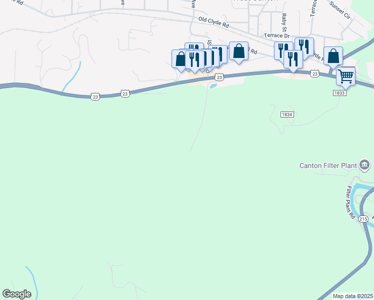 map of restaurants, bars, coffee shops, grocery stores, and more near 446 Putnam Road in Canton