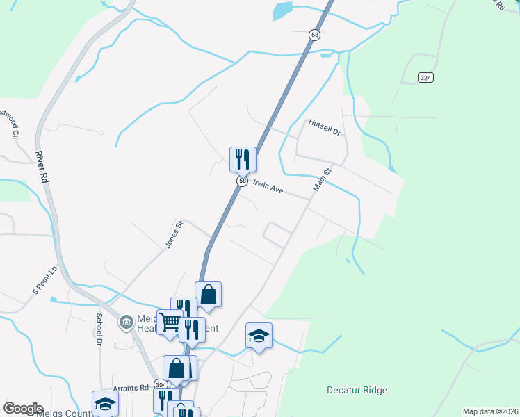 map of restaurants, bars, coffee shops, grocery stores, and more near 145 Winfield Lane in Decatur