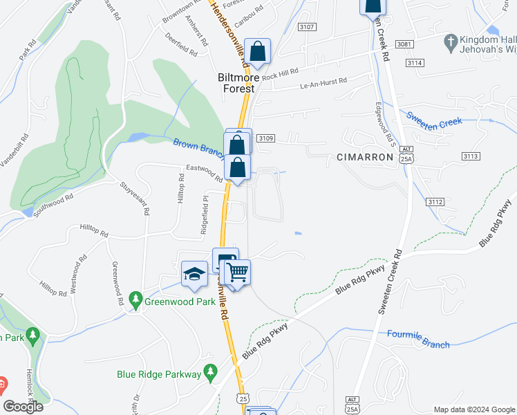 map of restaurants, bars, coffee shops, grocery stores, and more near 21 Ascot Point Circle in Asheville