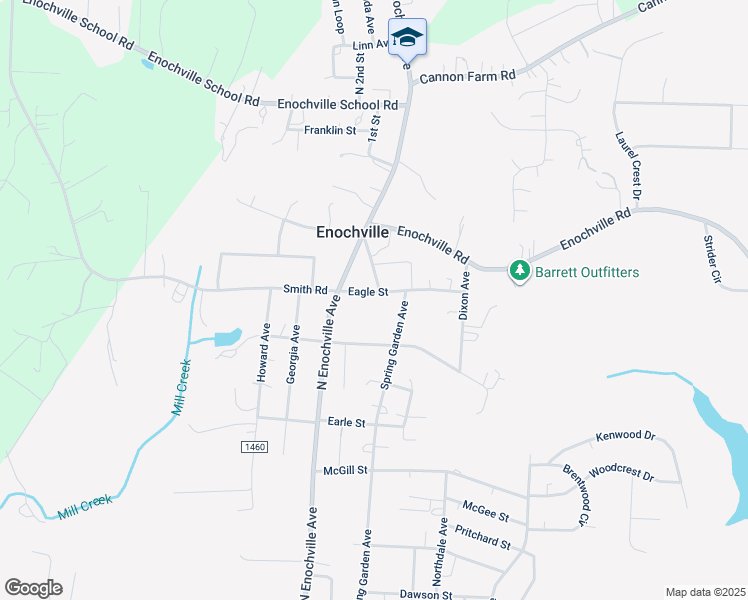 map of restaurants, bars, coffee shops, grocery stores, and more near Eagle Street in Kannapolis