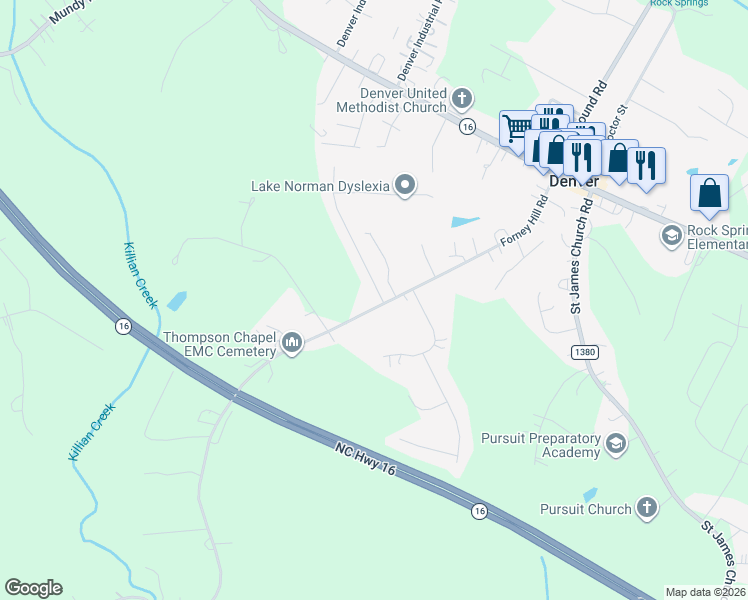 map of restaurants, bars, coffee shops, grocery stores, and more near 3632 Creek Ridge Drive in Denver