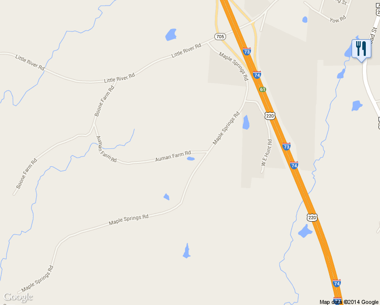 map of restaurants, bars, coffee shops, grocery stores, and more near 6139 Auman Farm Rd in Seagrove
