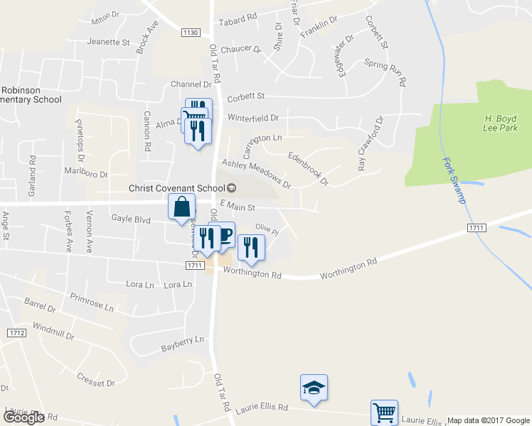 map of restaurants, bars, coffee shops, grocery stores, and more near 726 East Main Street in Winterville