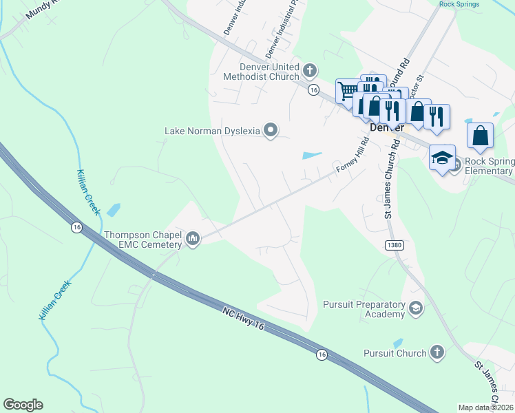 map of restaurants, bars, coffee shops, grocery stores, and more near 3632 Creek Ridge Drive in Denver