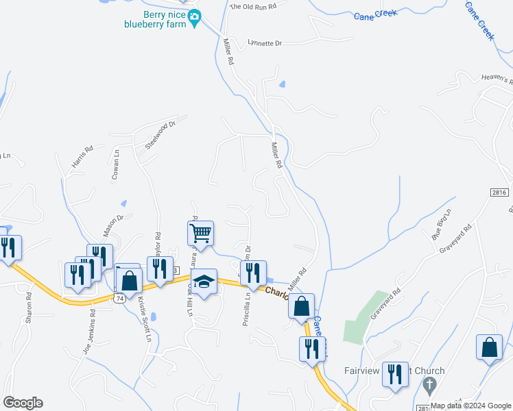 map of restaurants, bars, coffee shops, grocery stores, and more near 14 Fox Run Place in Fairview
