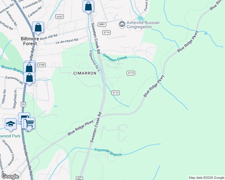 map of restaurants, bars, coffee shops, grocery stores, and more near 250 Edgewood Road South in Asheville