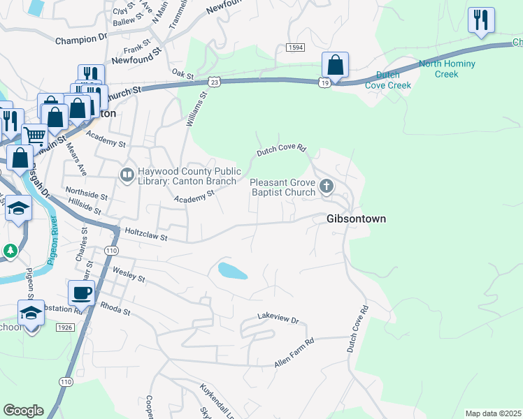 map of restaurants, bars, coffee shops, grocery stores, and more near 6 Laura Street in Canton