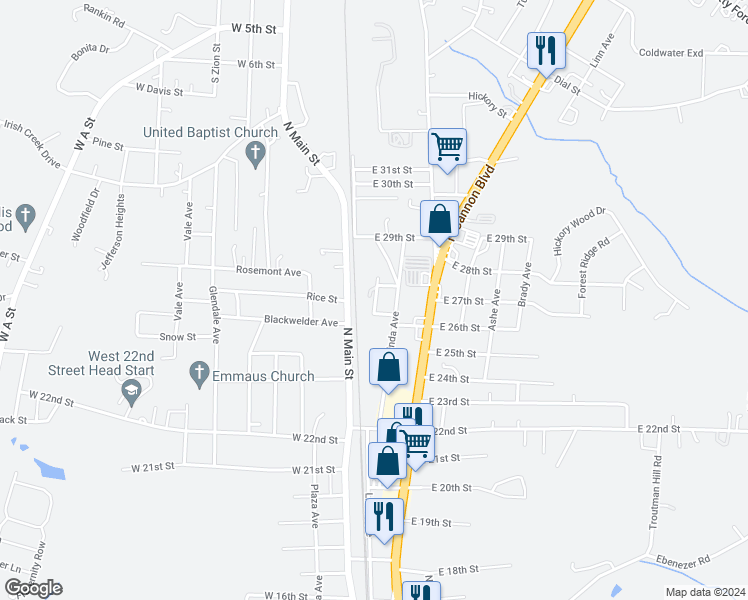 map of restaurants, bars, coffee shops, grocery stores, and more near 2508 Planers Avenue in Kannapolis